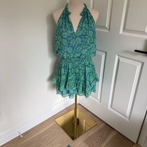 Ramy Brook Rylie Green and Blue Floral Mini Dress